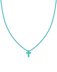 Cord Thread with Lucky Cross Stone Silver Clasp Necklace - Kids