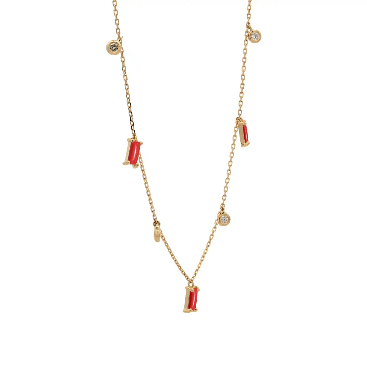 Diamonds And Rectangles Pompons Necklace