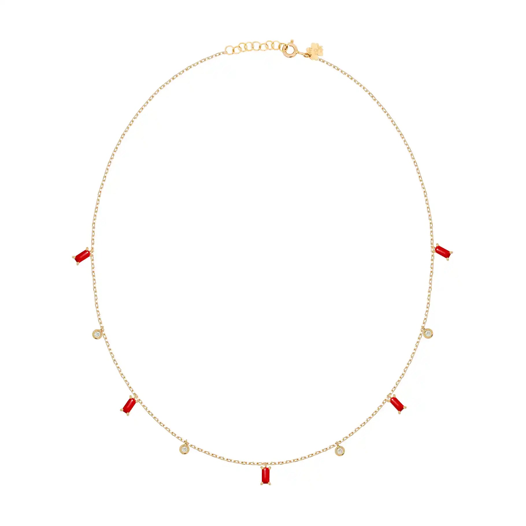 Diamonds And Rectangles Pompons Necklace