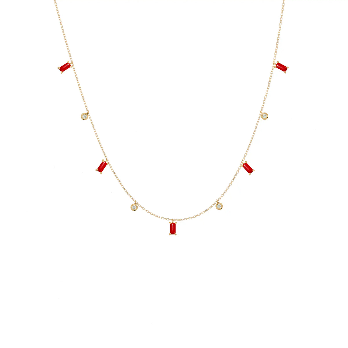 Diamonds And Rectangles Pompons Necklace