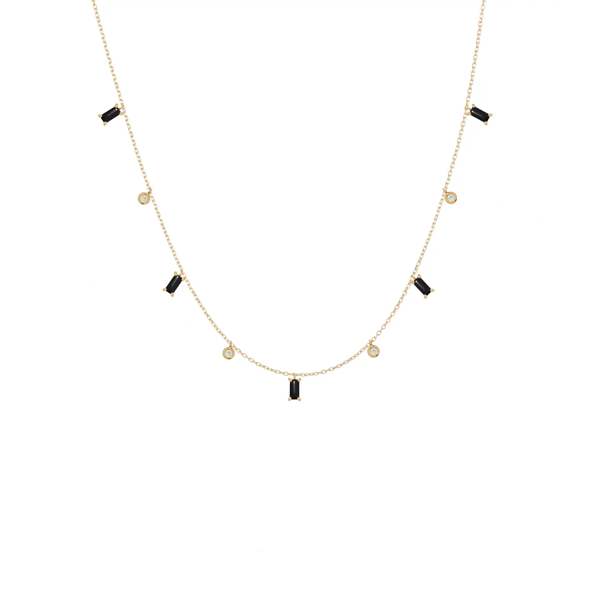 Diamonds And Rectangles Pompons Necklace
