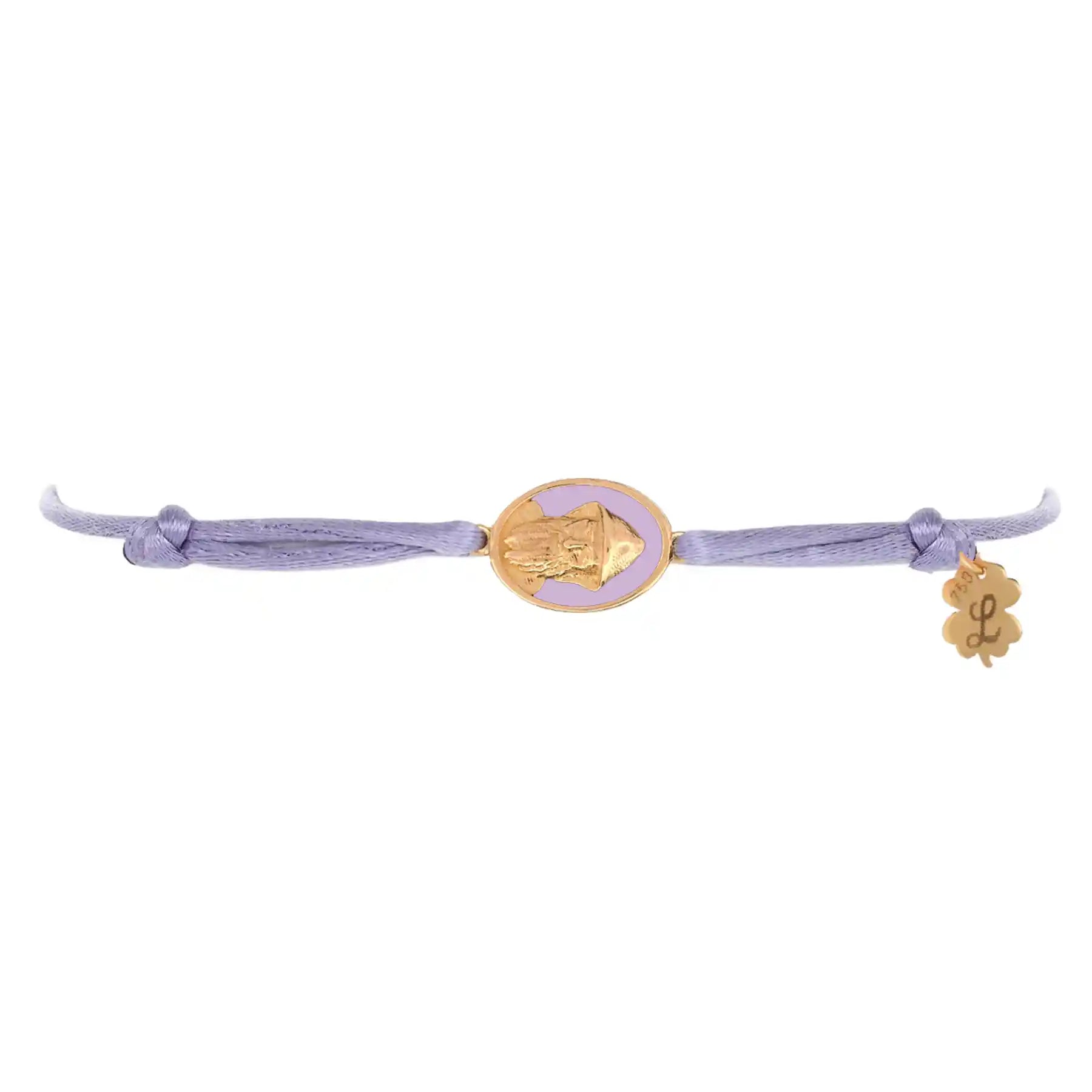 Tiny Medallion Enamel Saint Charbel Cord Bracelet - Kids