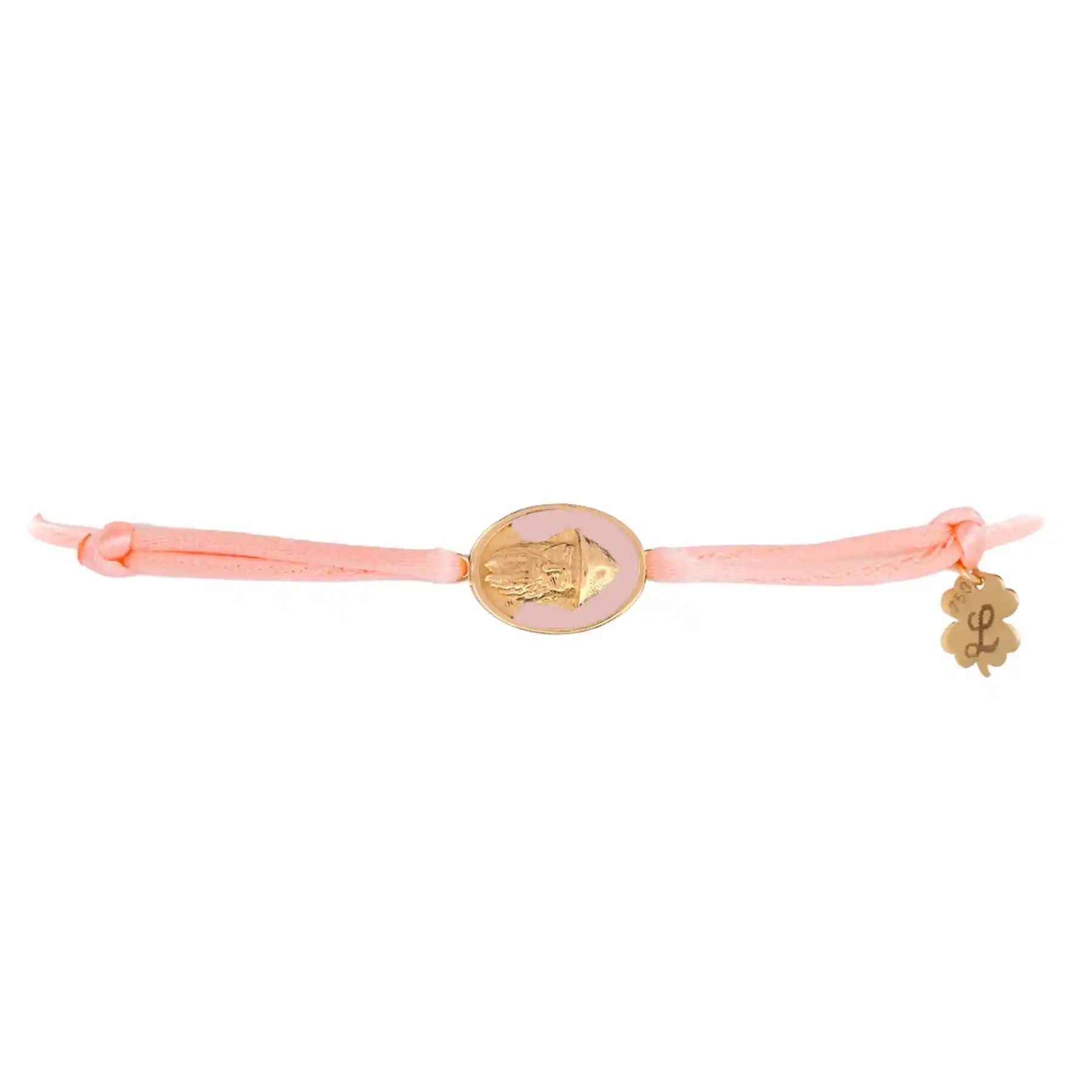 Tiny Medallion Enamel Saint Charbel Cord Bracelet - Kids
