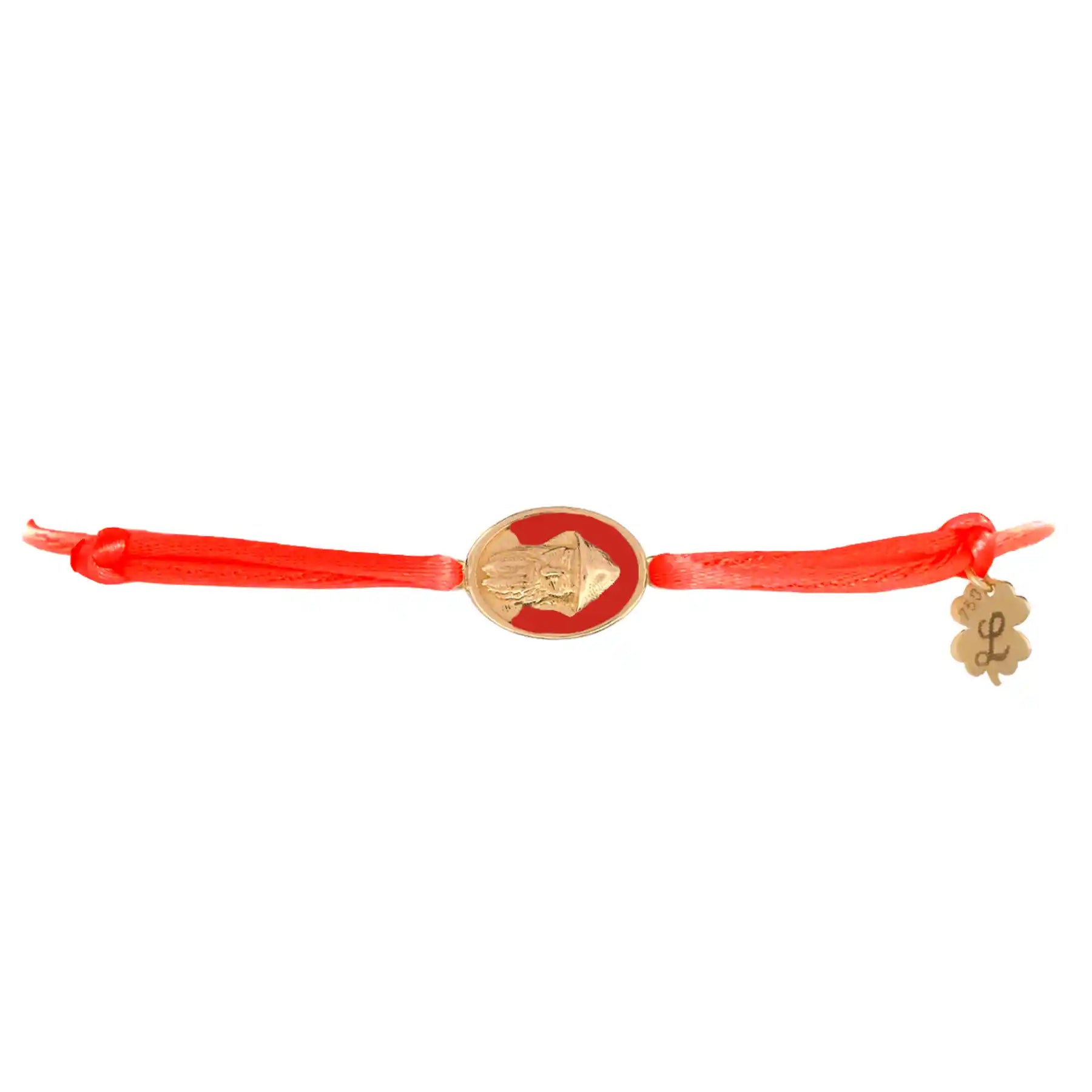Tiny Medallion Enamel Saint Charbel Cord Bracelet - Kids