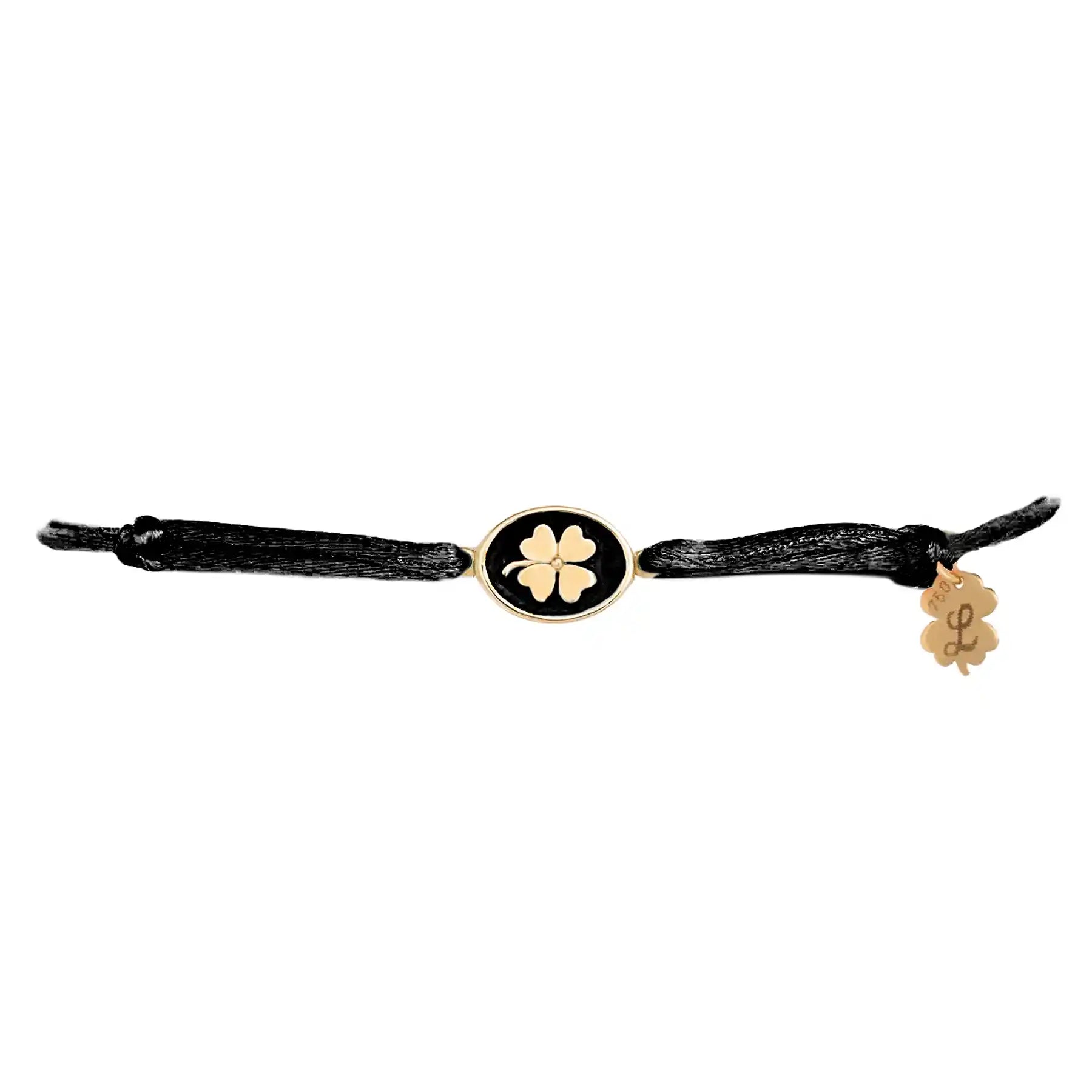 Tiny Medallion Enamel Clover Cord Bracelet
