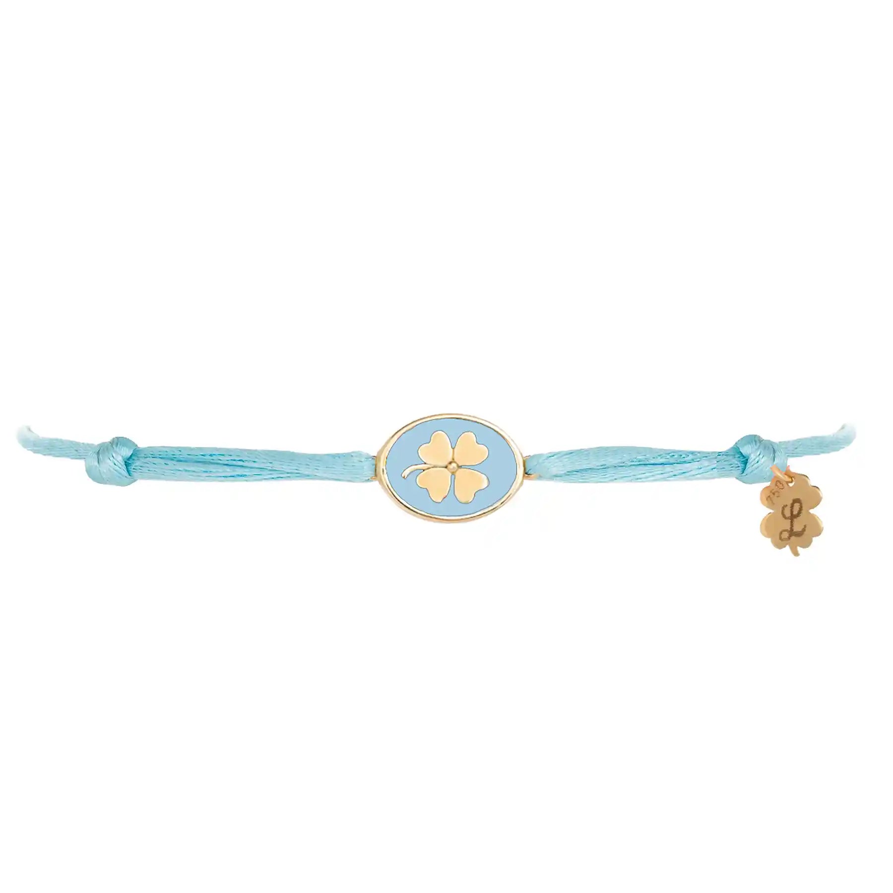 Tiny Medallion Enamel Clover Cord Bracelet