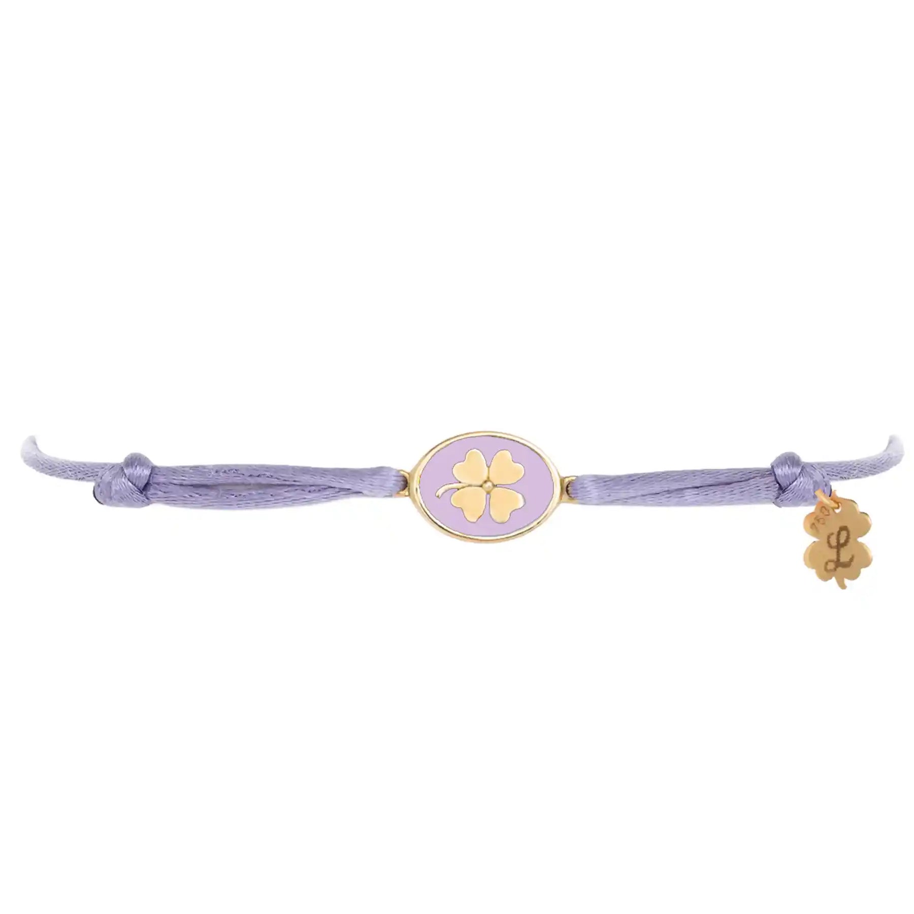 Tiny Medallion Enamel Clover Cord Bracelet