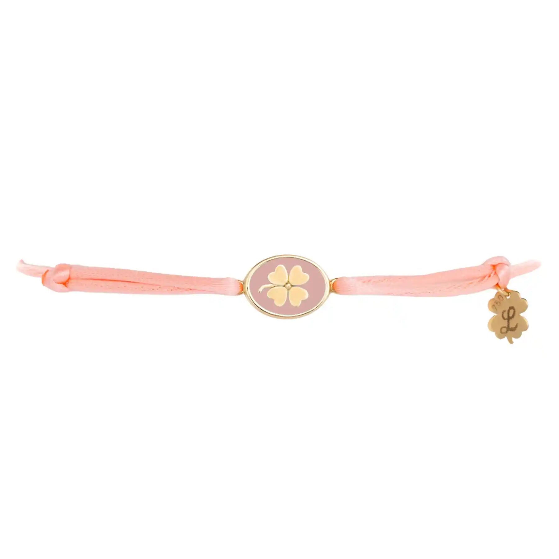 Tiny Medallion Enamel Clover Cord Bracelet