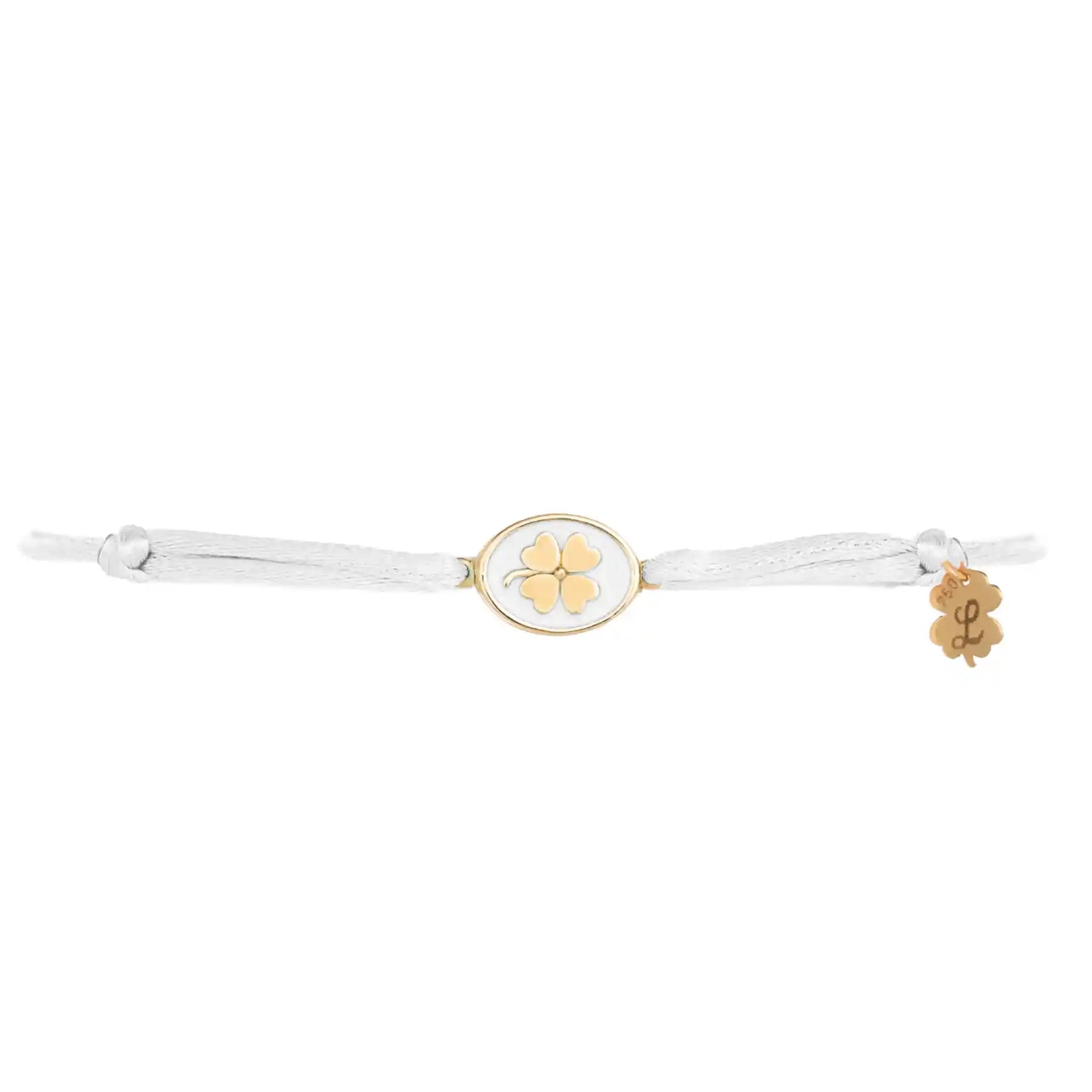 Tiny Medallion Enamel Clover Cord Bracelet