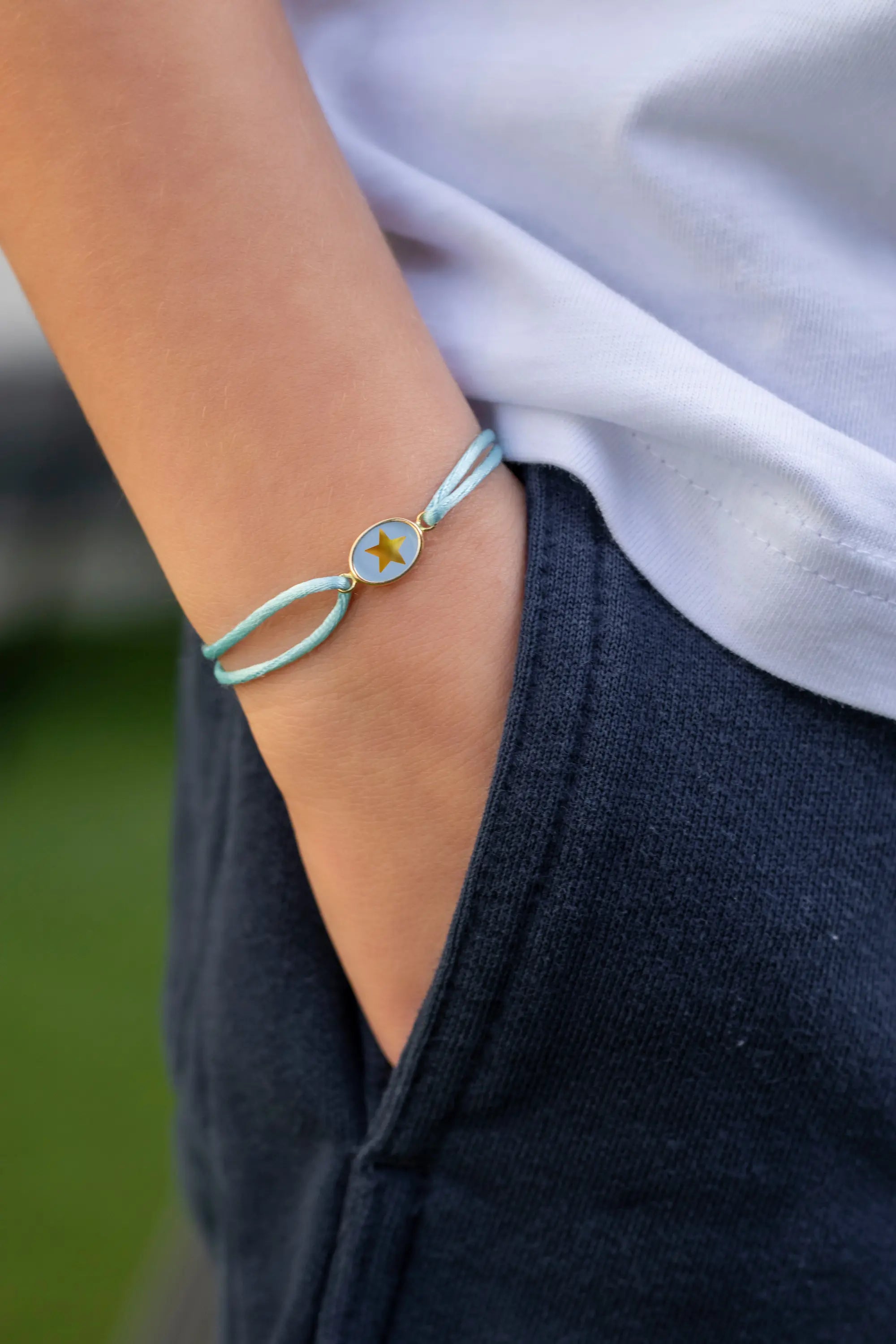 Tiny Medallion Enamel Star Cord Bracelet - Kids