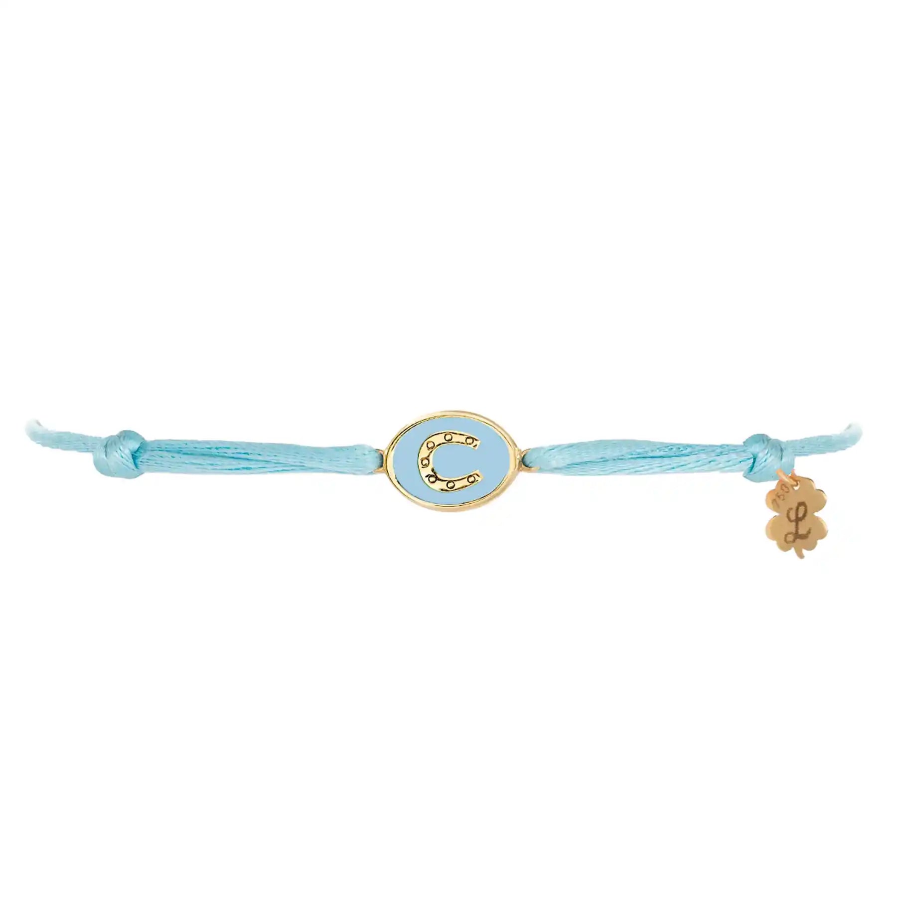 Tiny Medallion Enamel Horseshoe Cord Bracelet