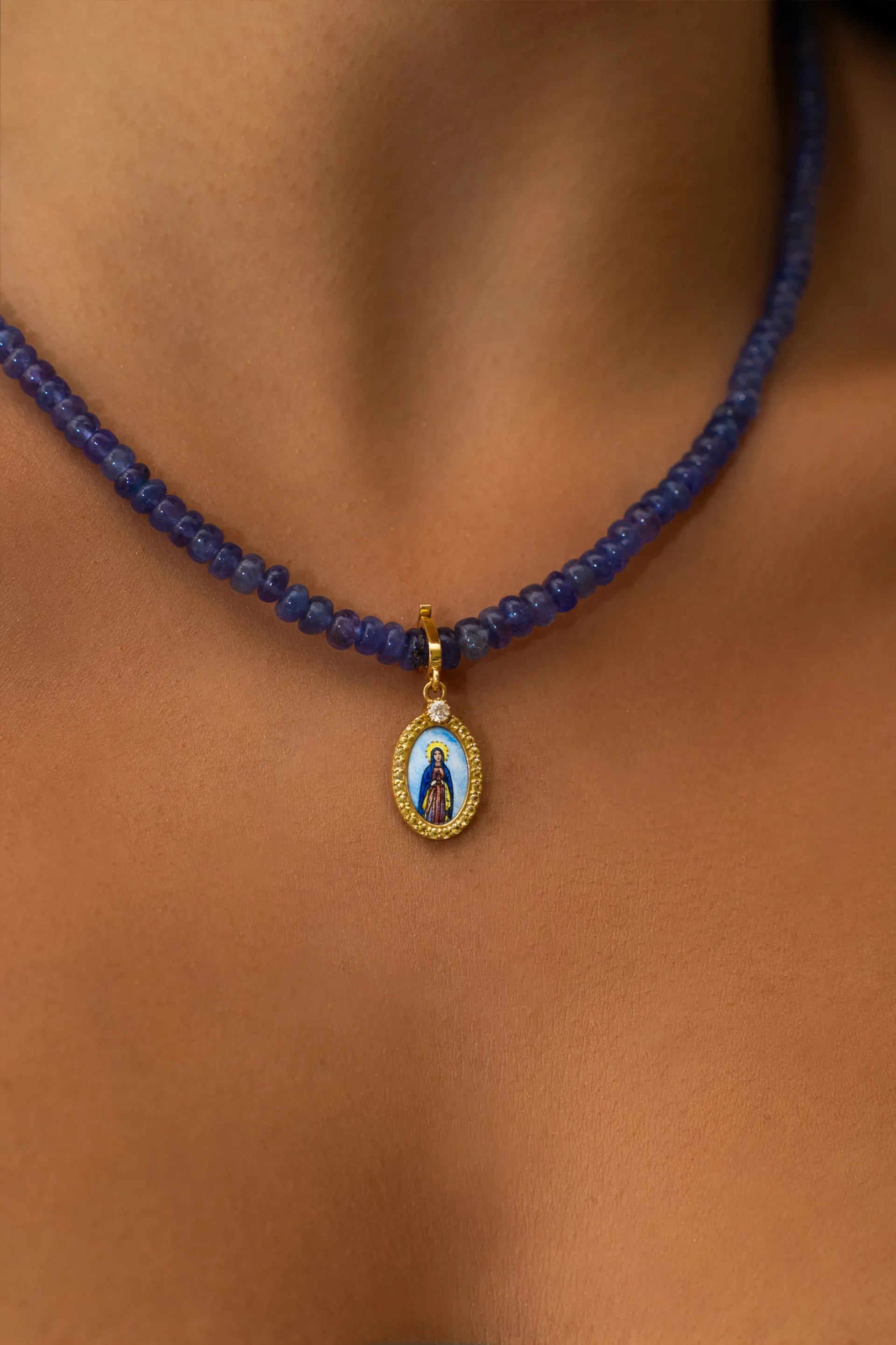 Rondelles Tanzanite Semi Precious Stones Necklace