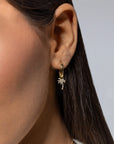 Pimp My Plain Creole Enamel Palm Tree Diamonds Mono Earring