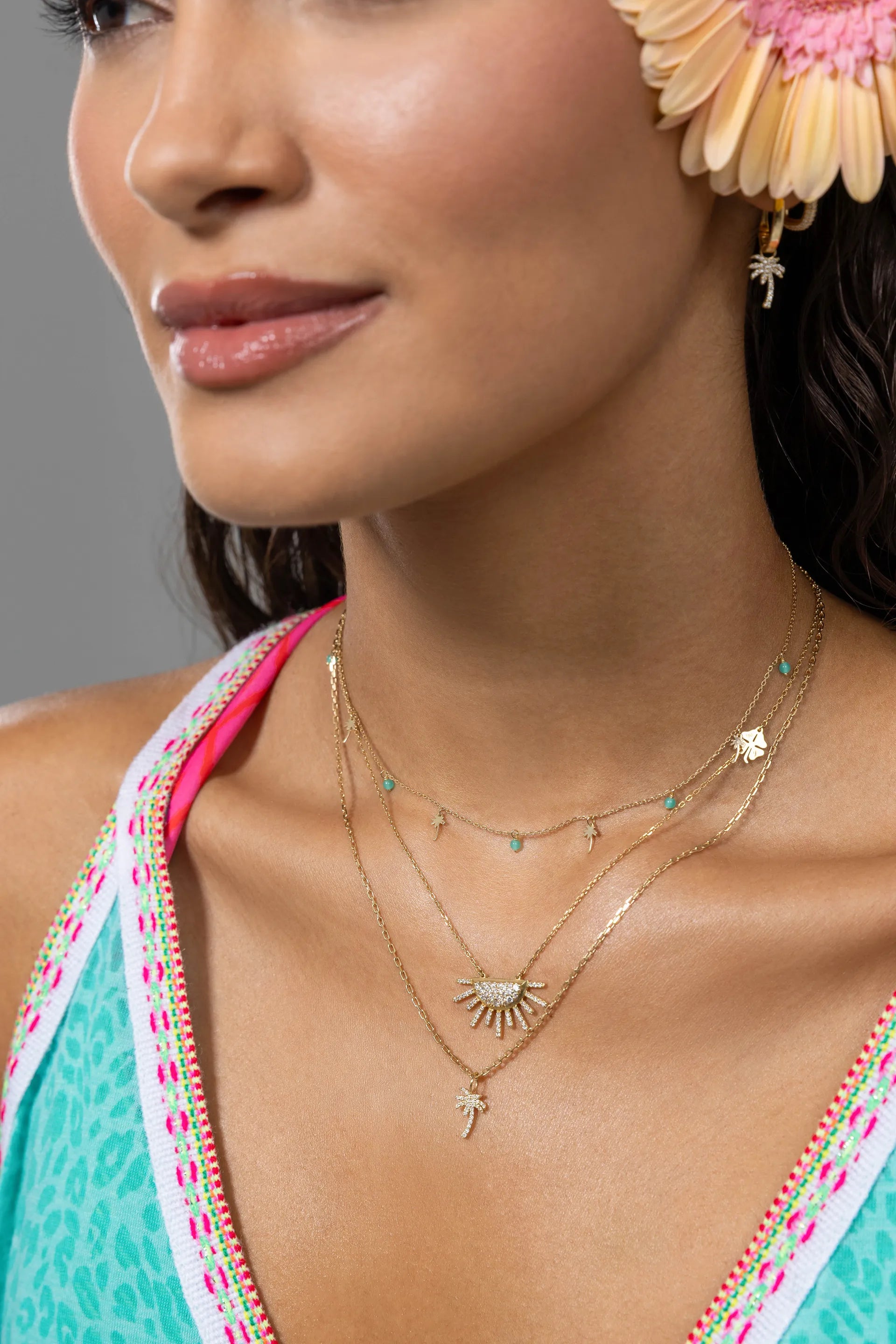 Roll On Nekclace Palm Tree Diamonds