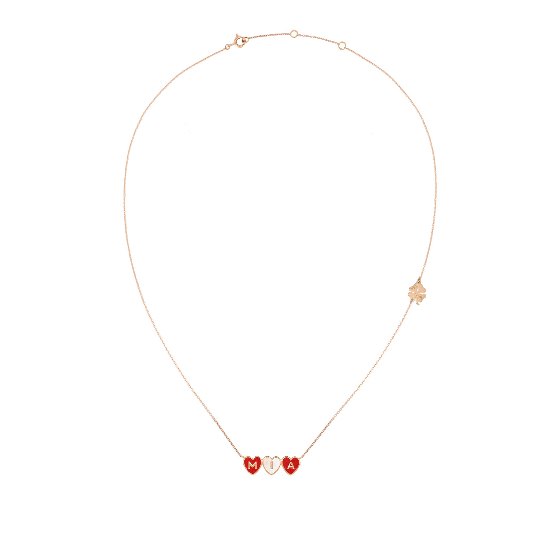 3 Initials Tiny Heart Necklace
