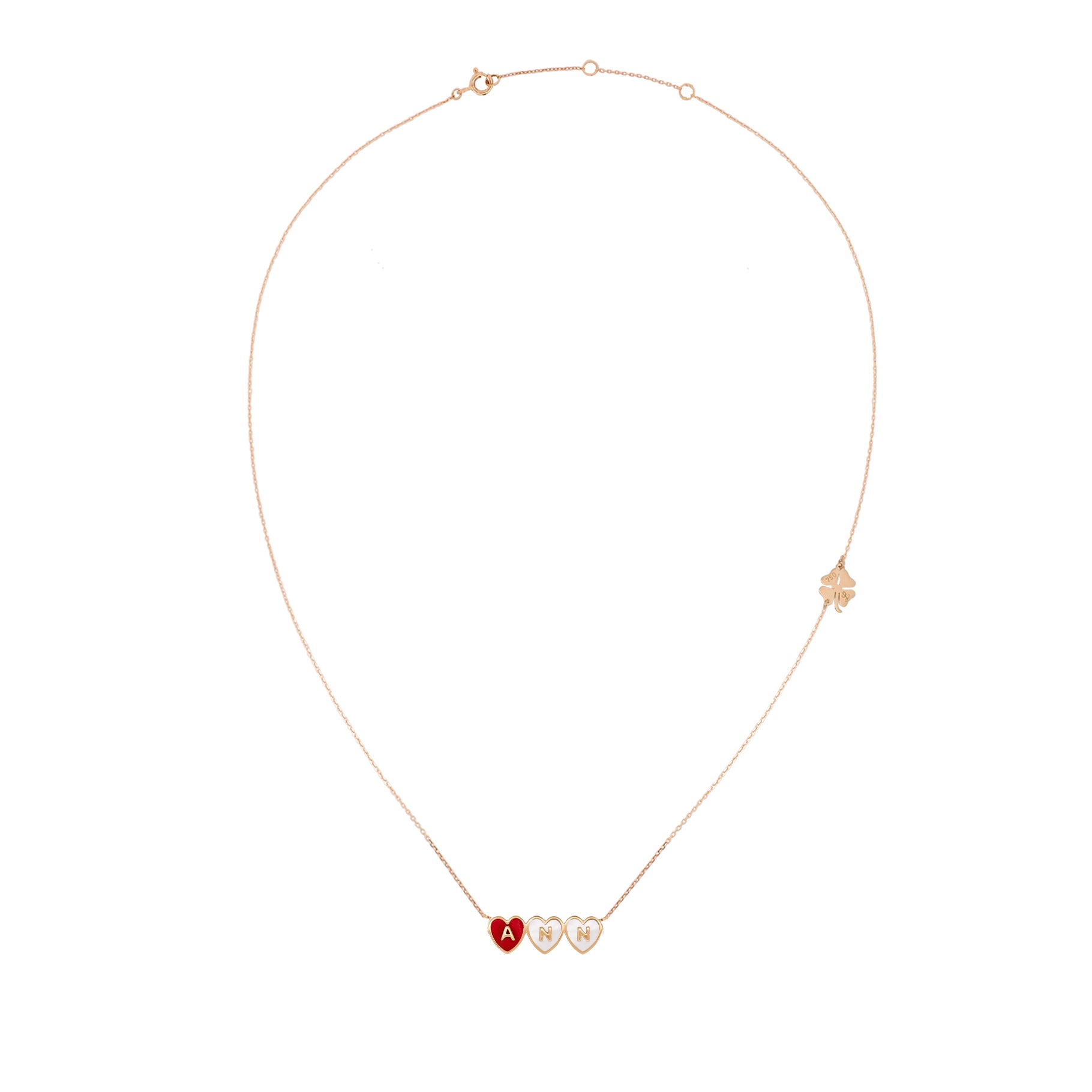 3 Initials Tiny Heart Necklace