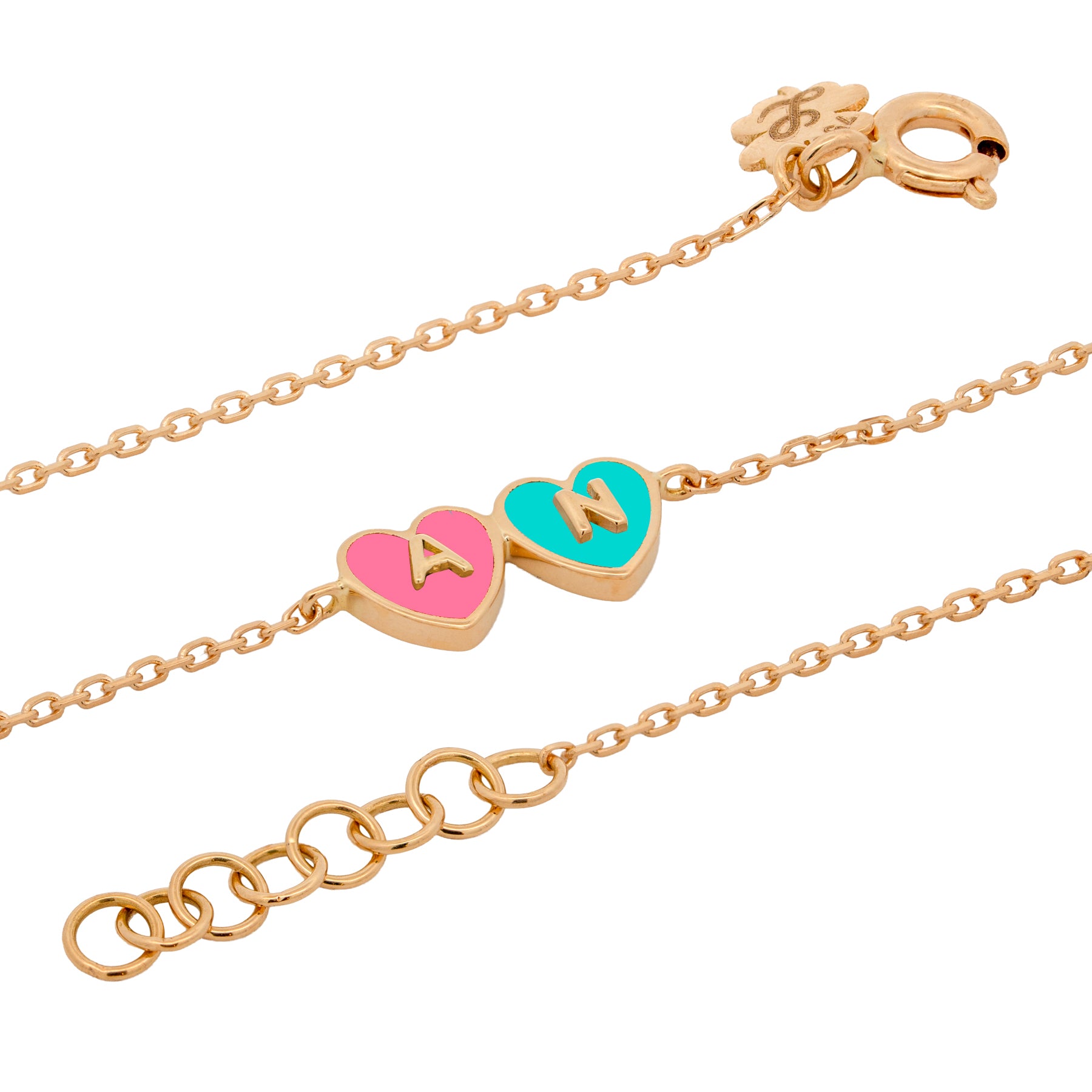 2 Initials Tiny Heart Bracelet