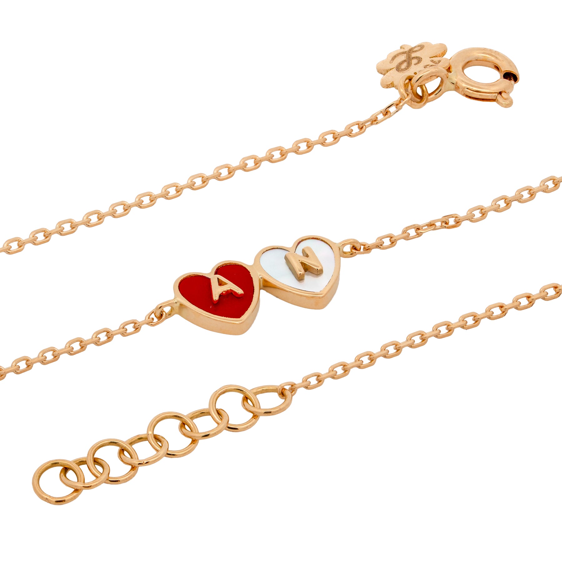 2 Initials Tiny Heart Bracelet
