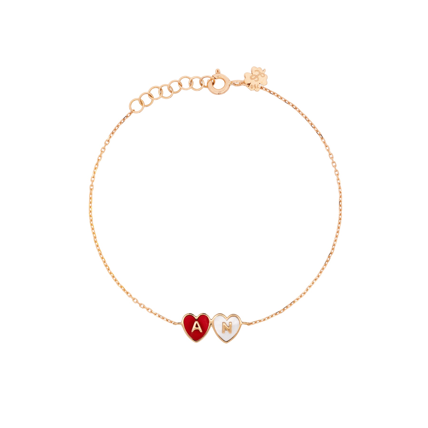 2 Initials Tiny Heart Bracelet