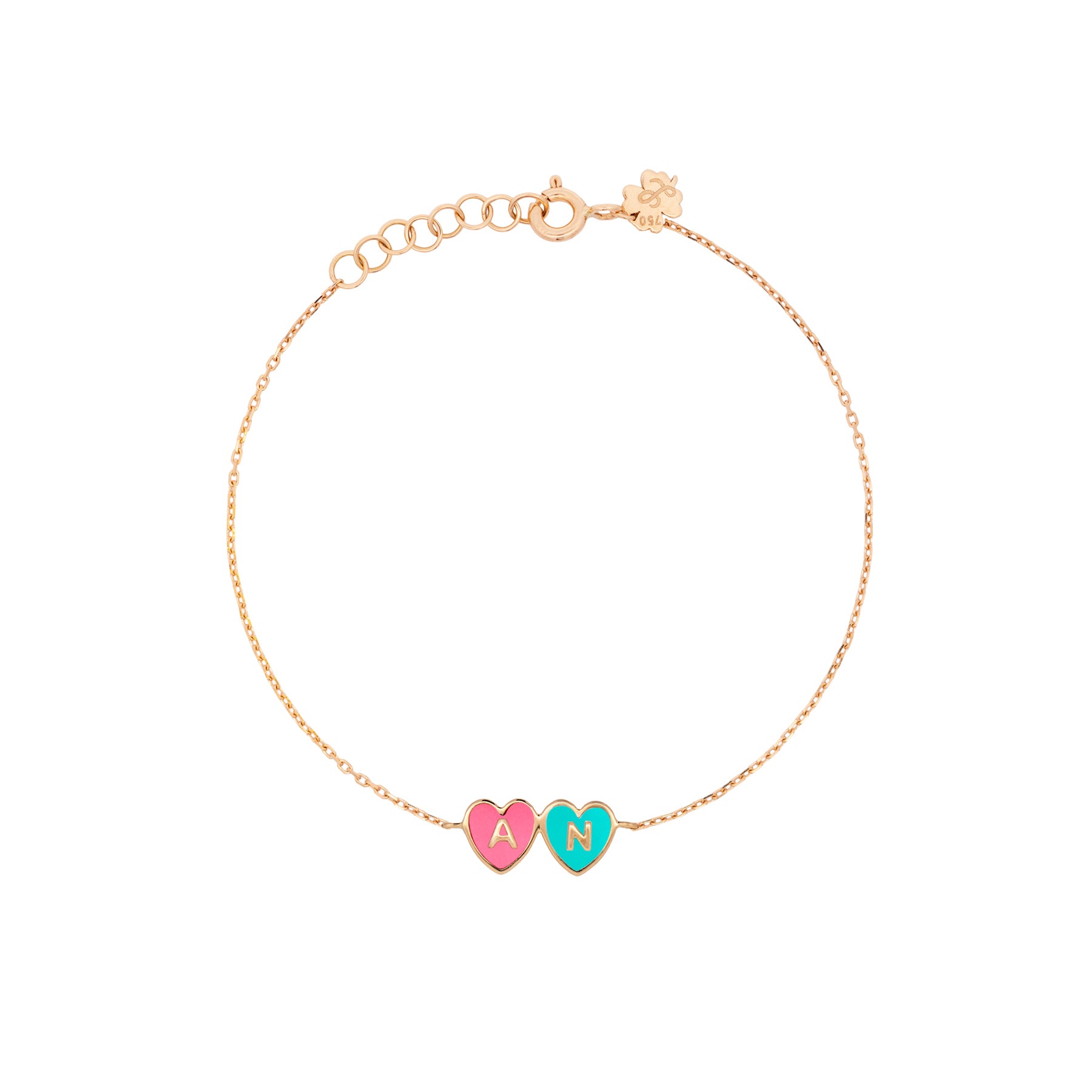 2 Initials Tiny Heart Bracelet