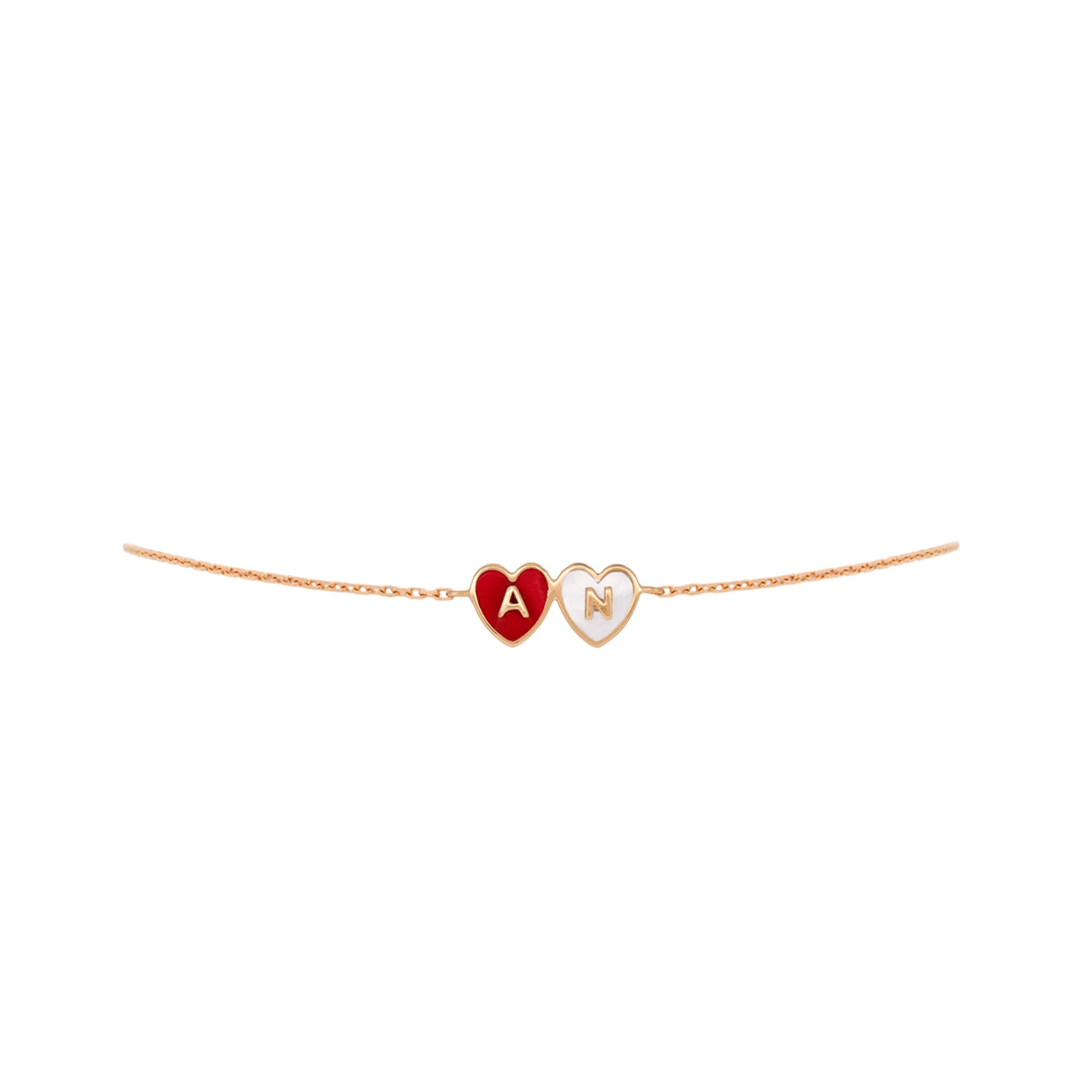 2 Initials Tiny Heart Bracelet
