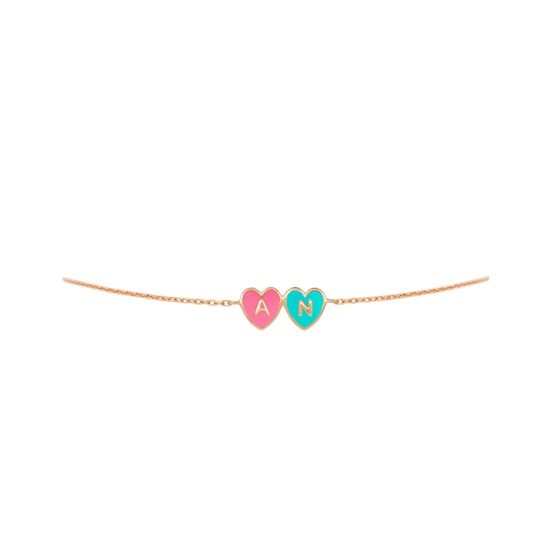 2 Initials Tiny Heart Bracelet