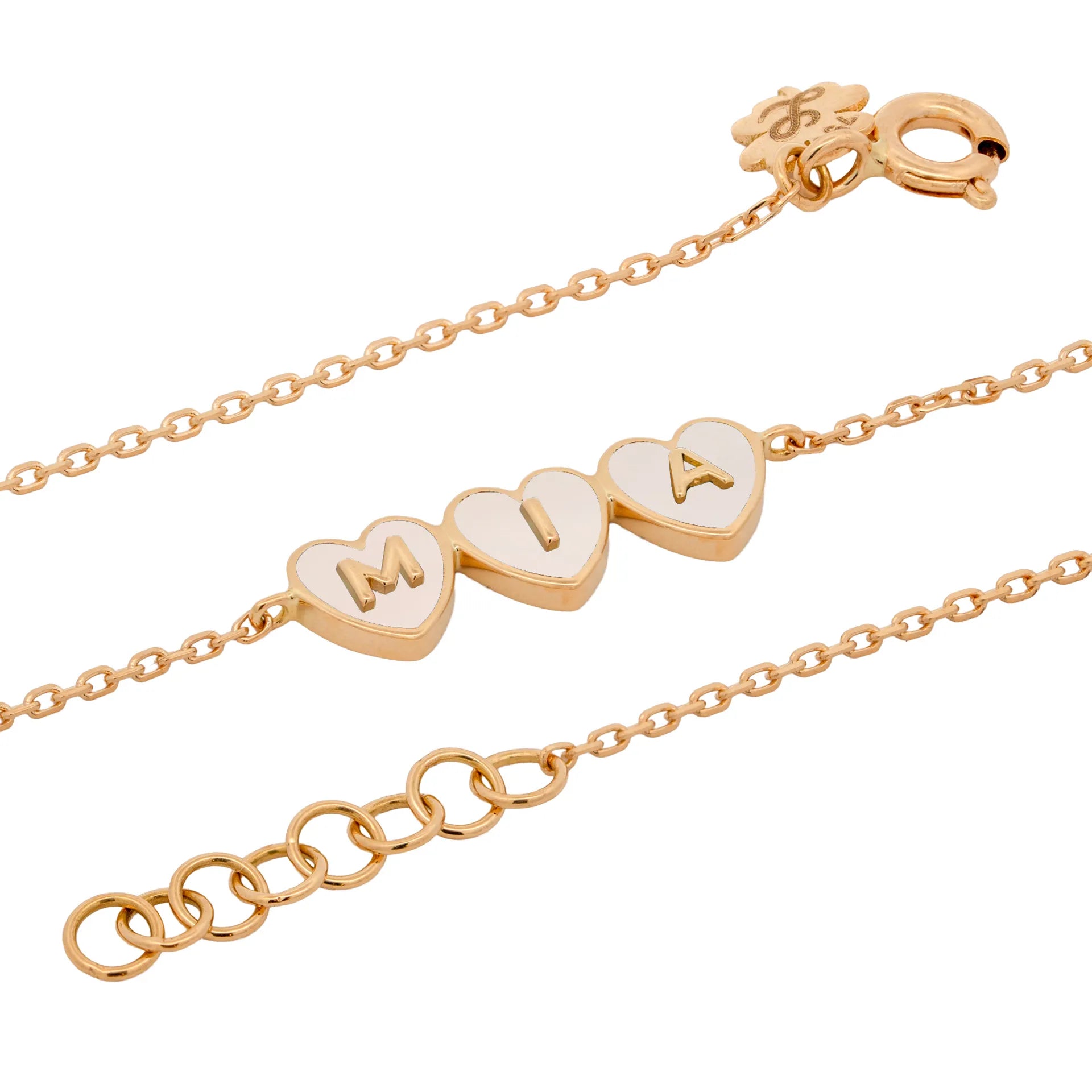 3 Initials Tiny Heart Bracelet