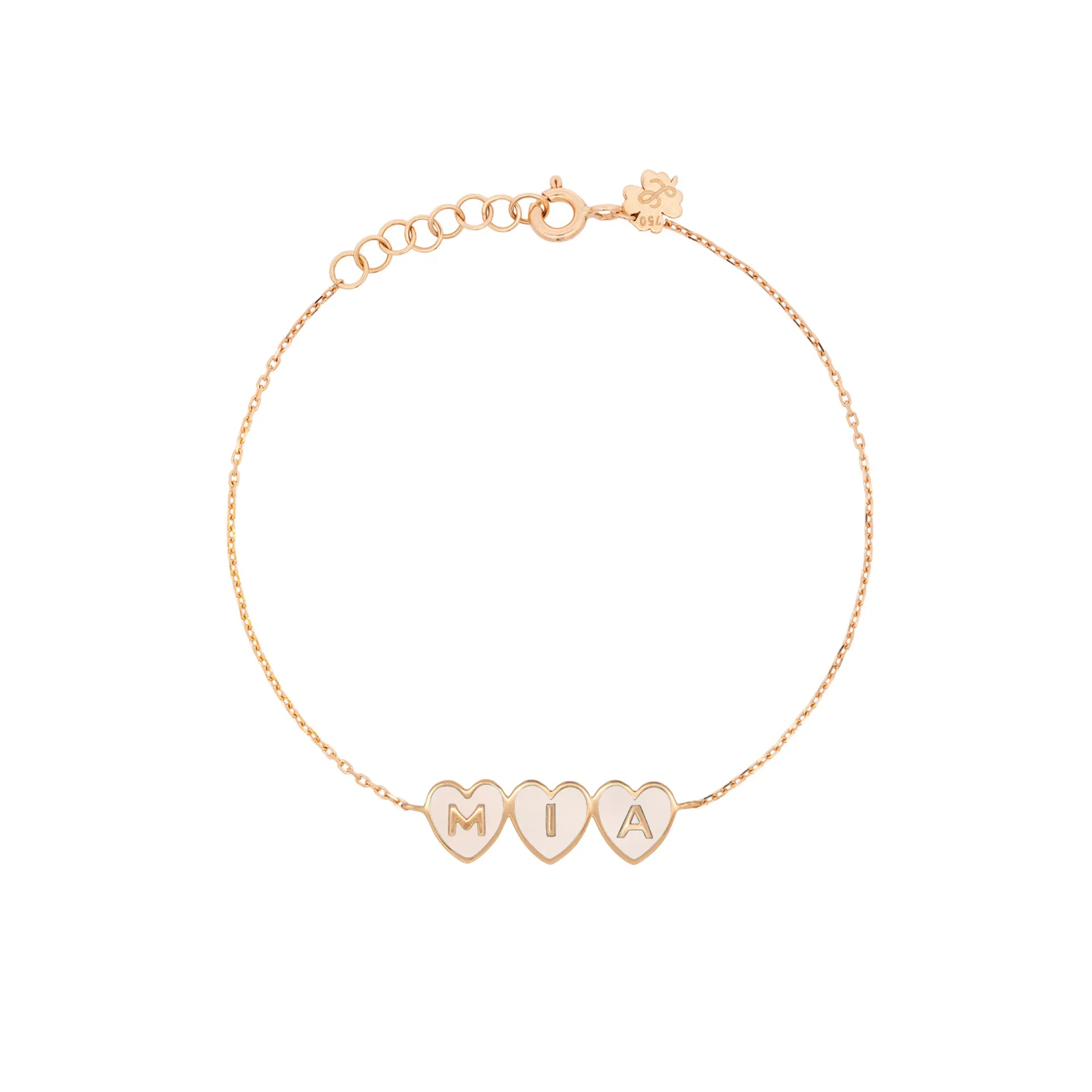 3 Initials Tiny Heart Bracelet