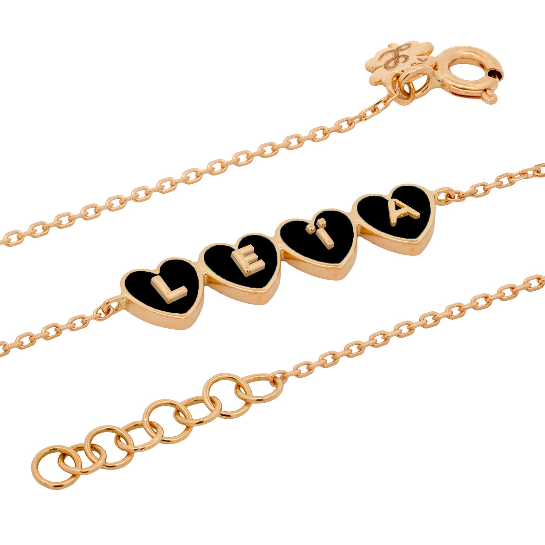 4 Initials Tiny Heart Bracelet