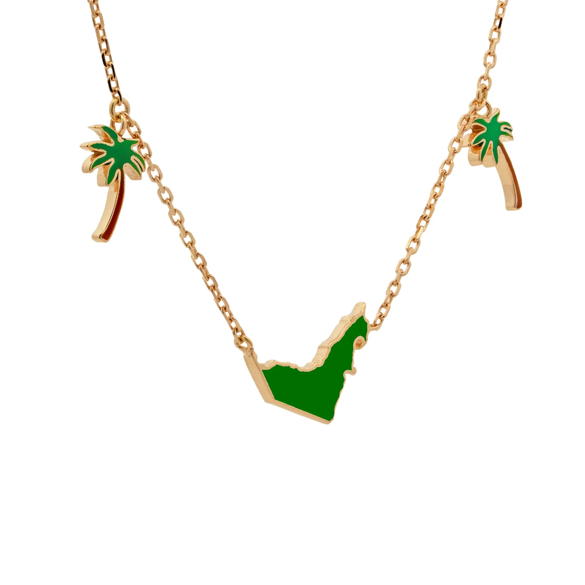 UAE Palm Tree Enamel Necklace