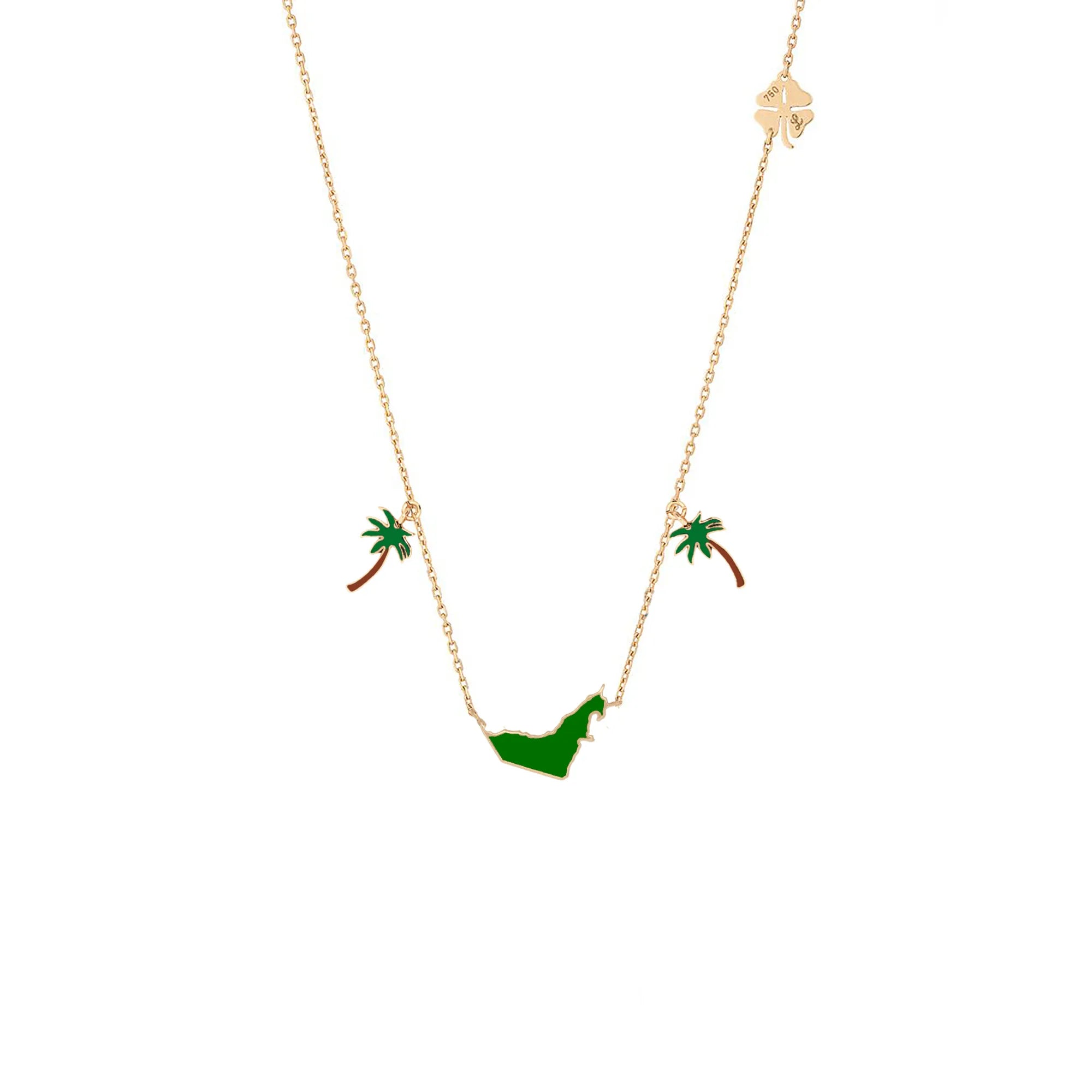 UAE Palm Tree Enamel Necklace
