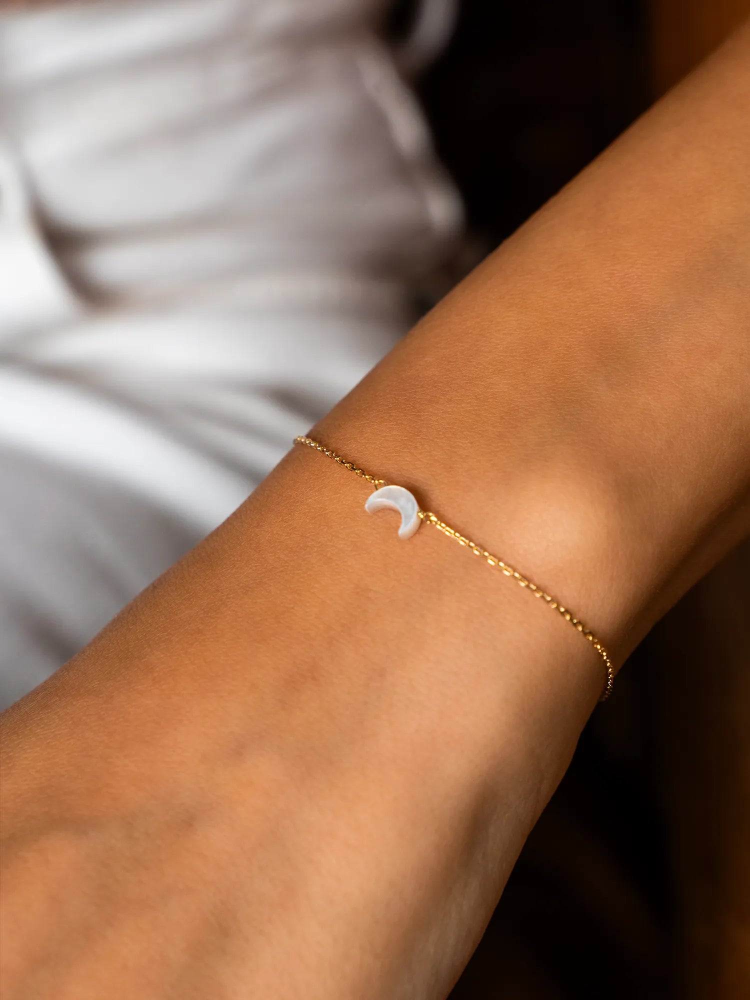 Simple Bracelet with tiny moon stone