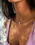Invisible Thread with Lucky Stone Necklace - Heart