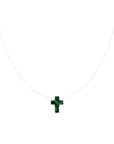 Invisible Thread with Lucky Stone Necklace - Cross