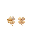 Oh Clover Full Gold with a Diamonds Leaf Earrings