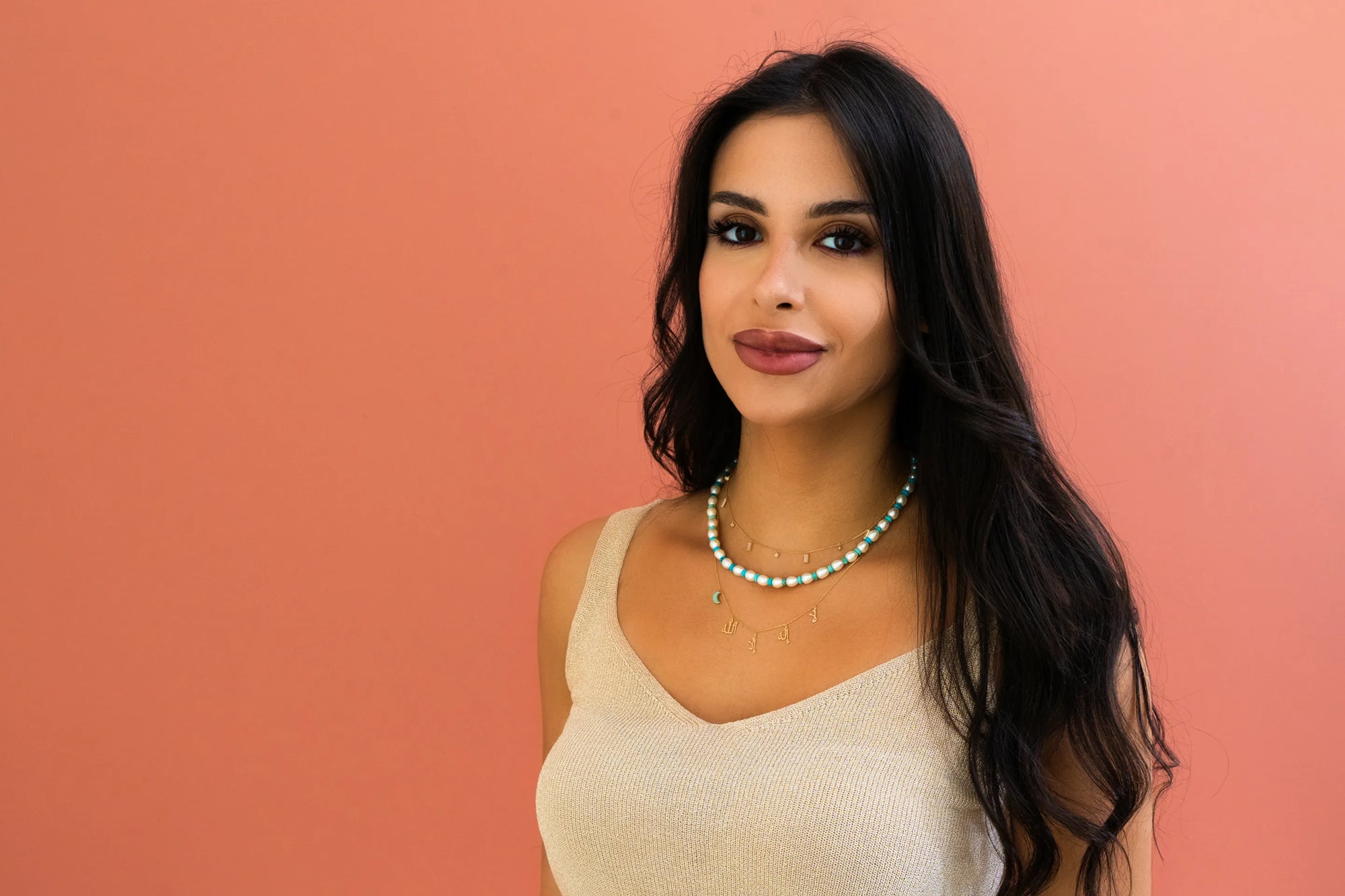 Pearl &amp; Rondelles Semi Precious Stones Necklace