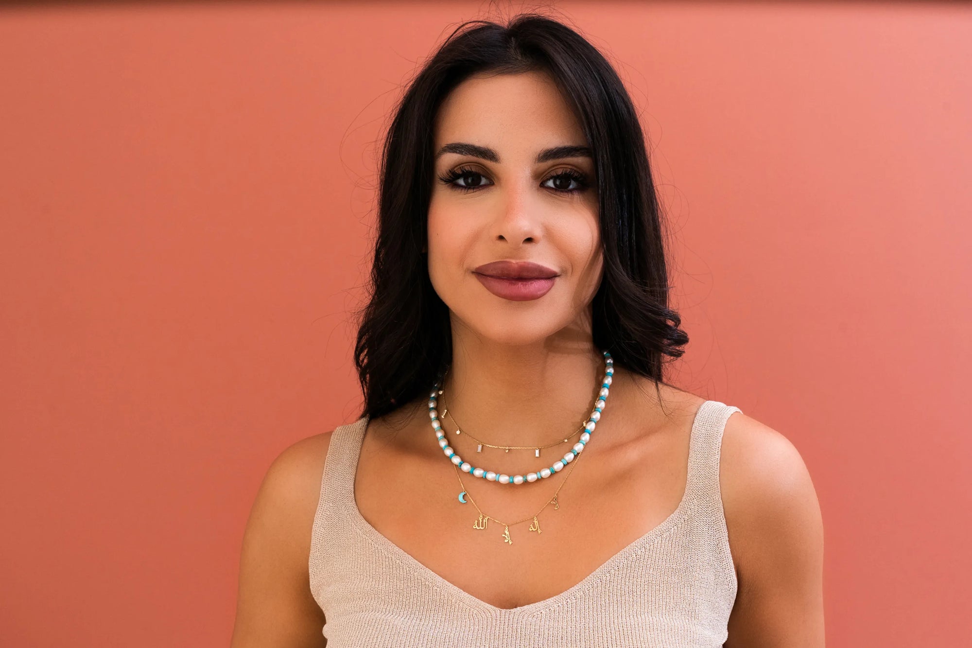 Pearl &amp; Rondelles Semi Precious Stones Necklace