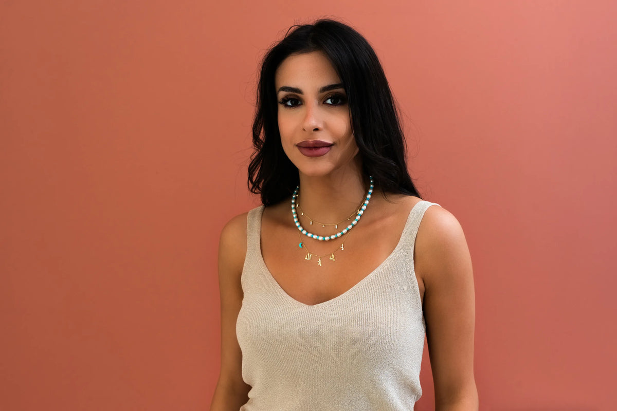 Pearl &amp; Rondelles Semi Precious Stones Necklace