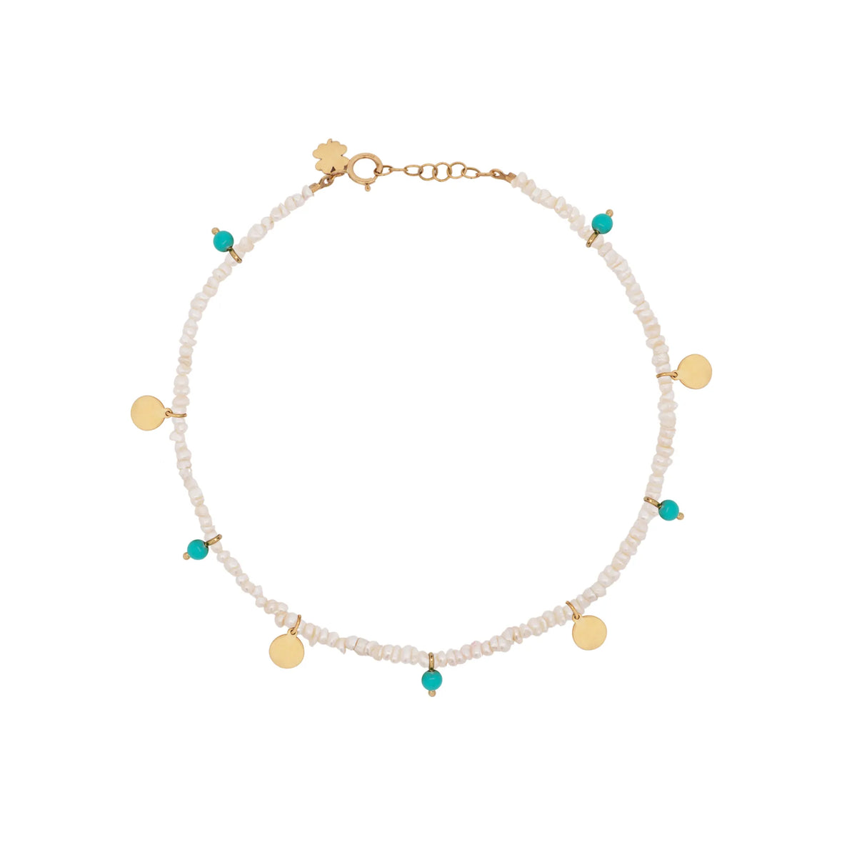 Semi Pecious Pompom Coin Anklet