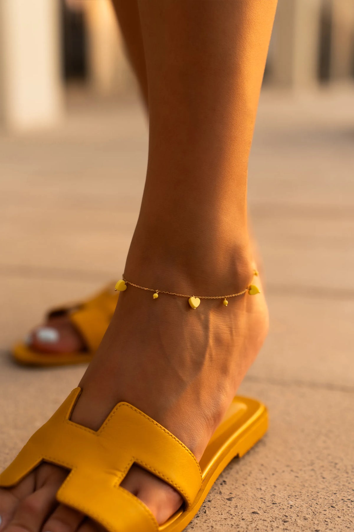 Charms Pompom Anklet Heart