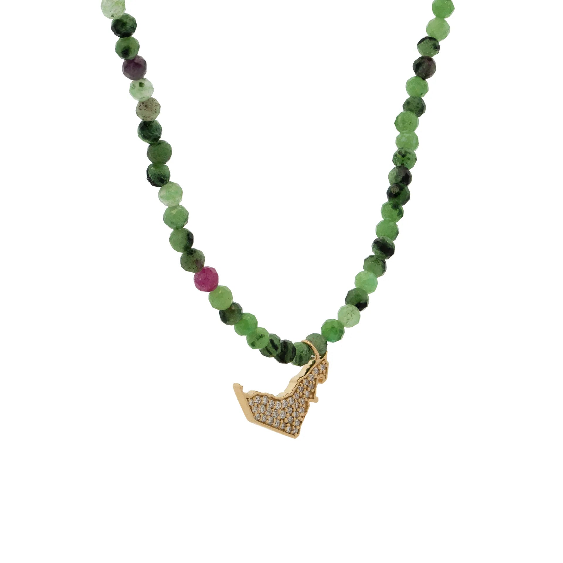 Mini UAE Map Diamonds Ruby Zoisite Semi Precious