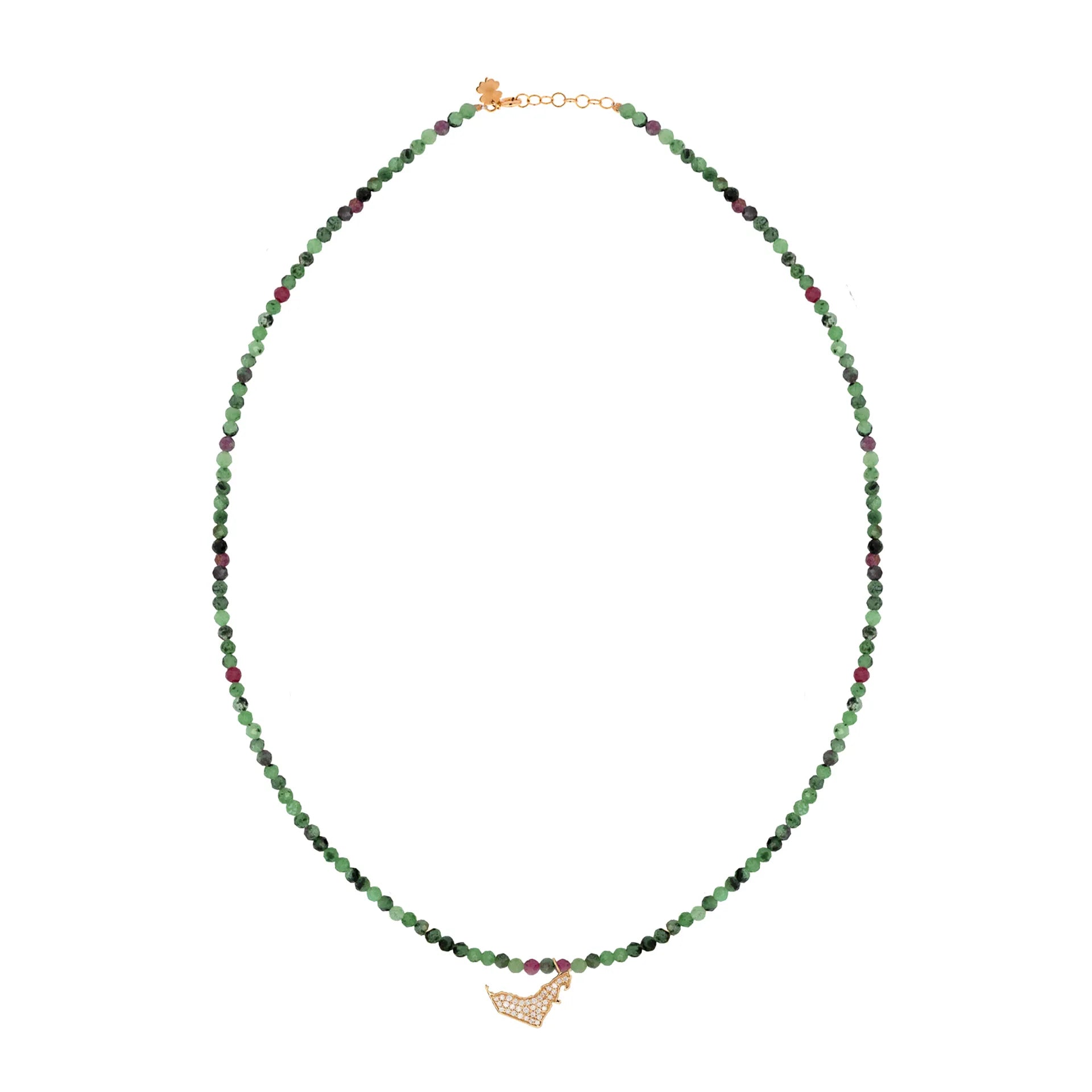 Mini UAE Map Diamonds Ruby Zoisite Semi Precious