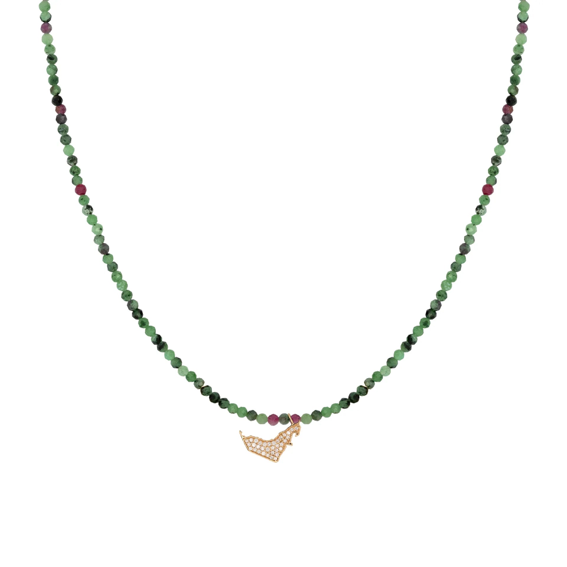 Mini UAE Map Diamonds Ruby Zoisite Semi Precious