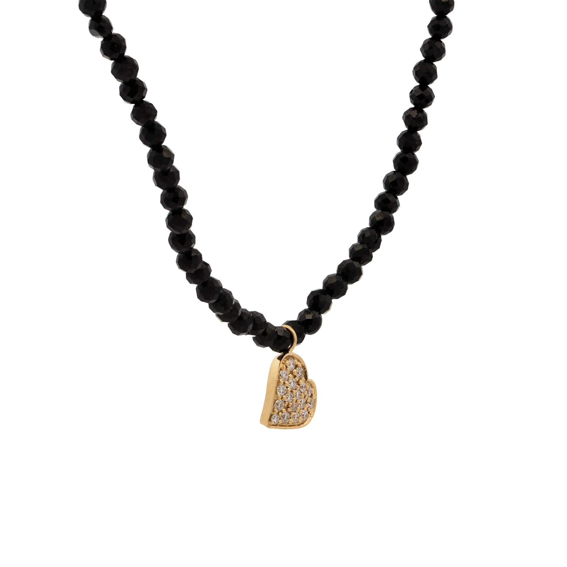 Mini Heart  Diamonds Black Spinnel Semi Precious