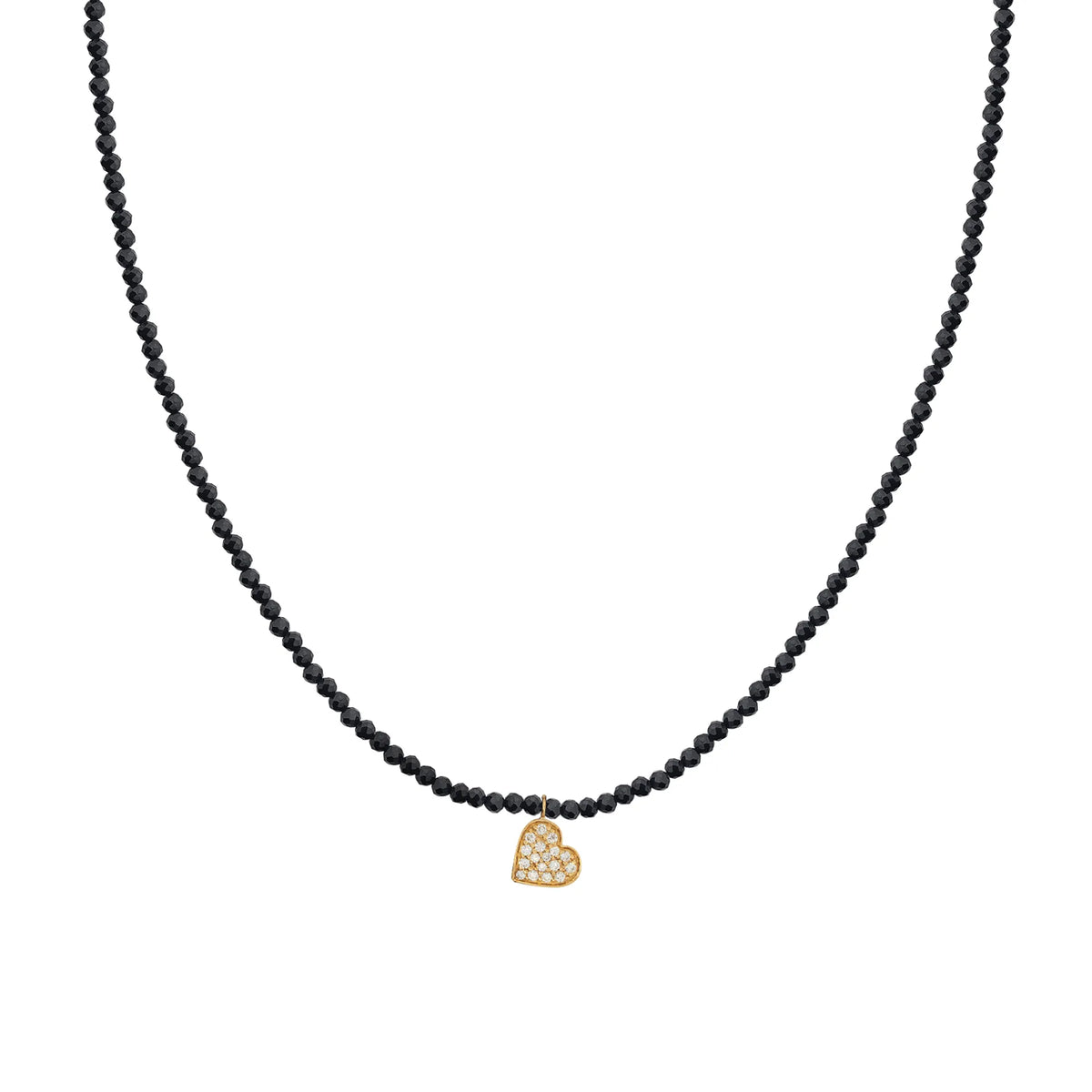 Mini Heart  Diamonds Black Spinnel Semi Precious