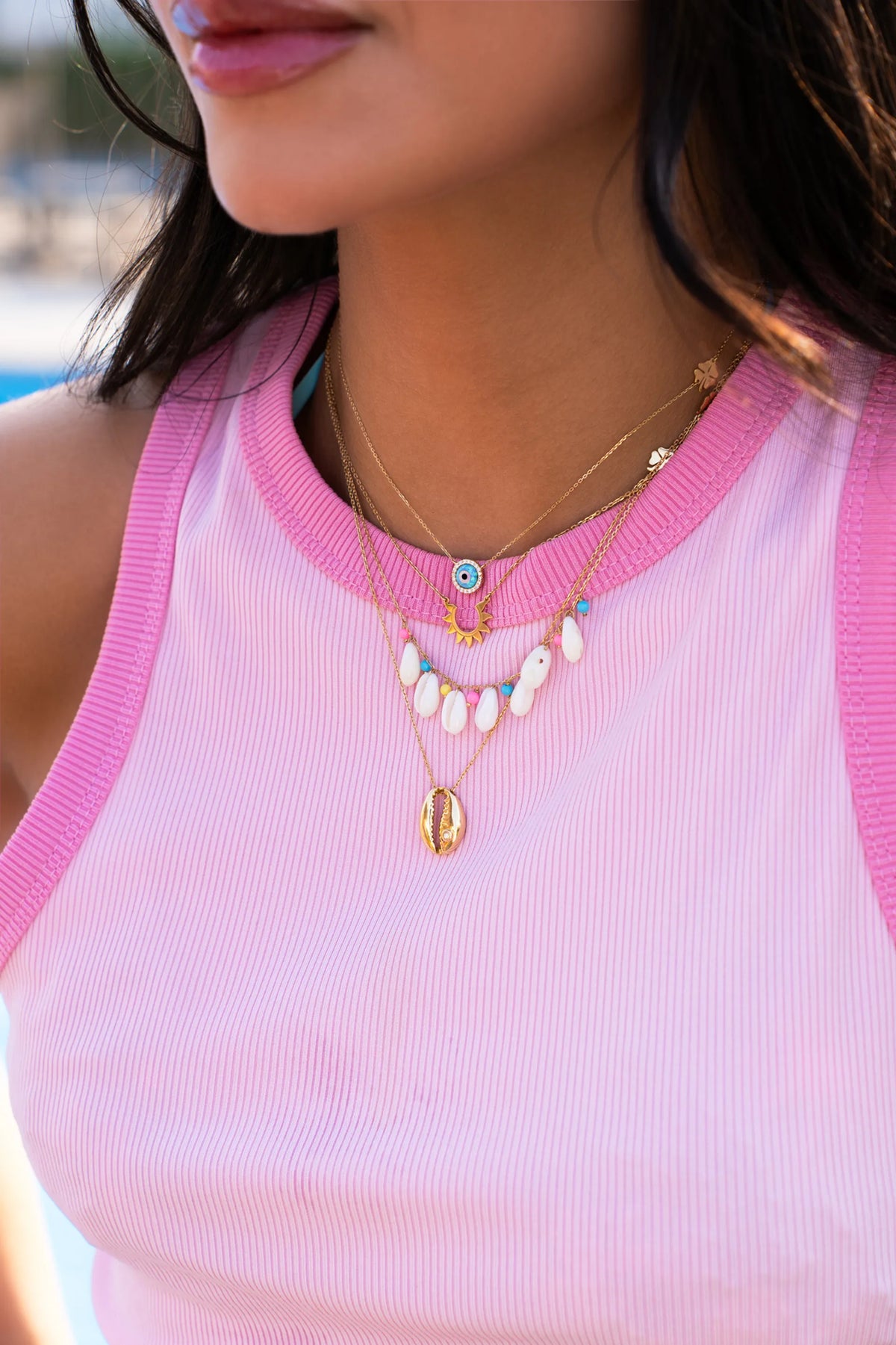 Sea Shells Pompons Necklace