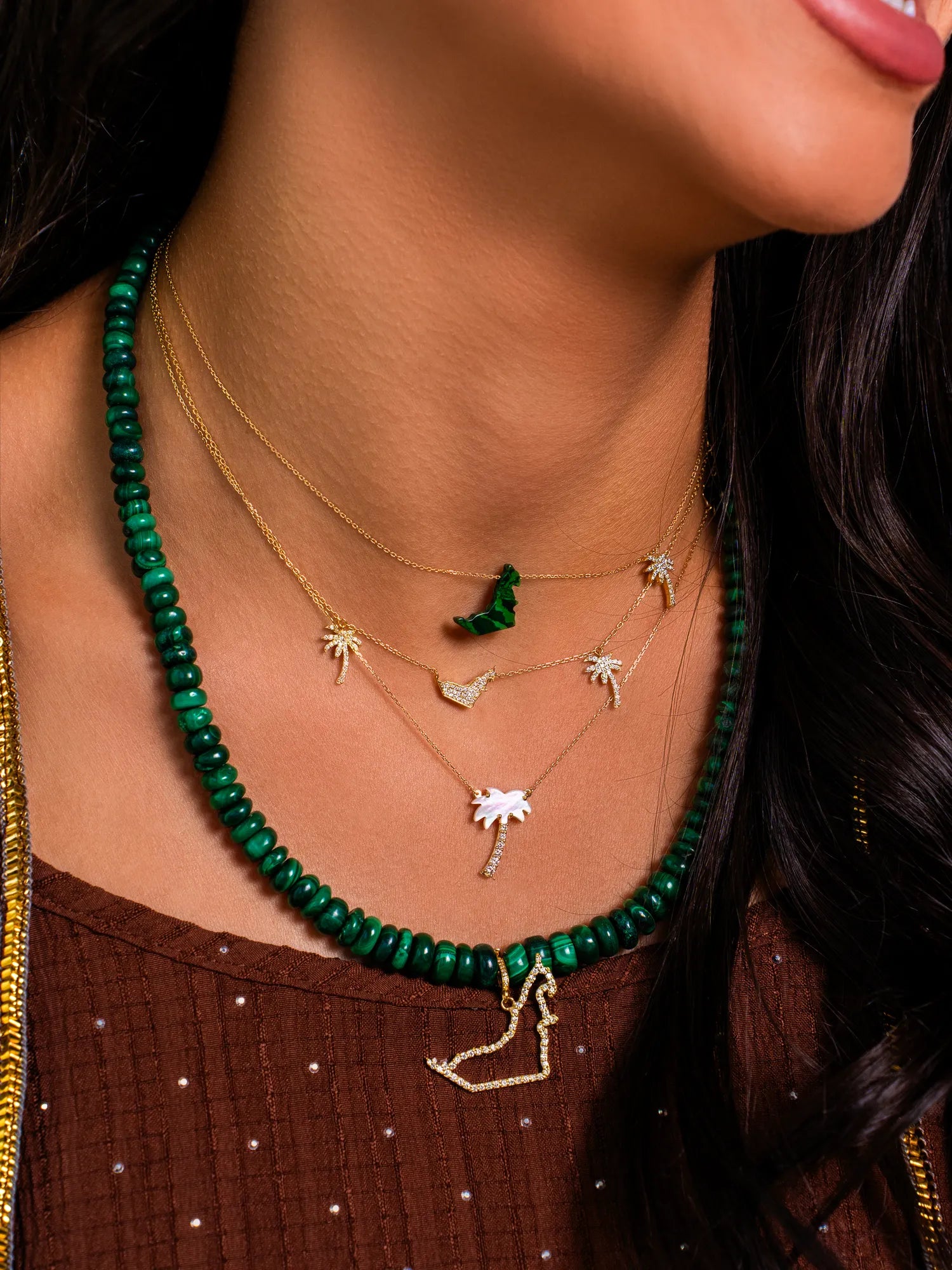 Realistic Palm Tree Diamond Necklace