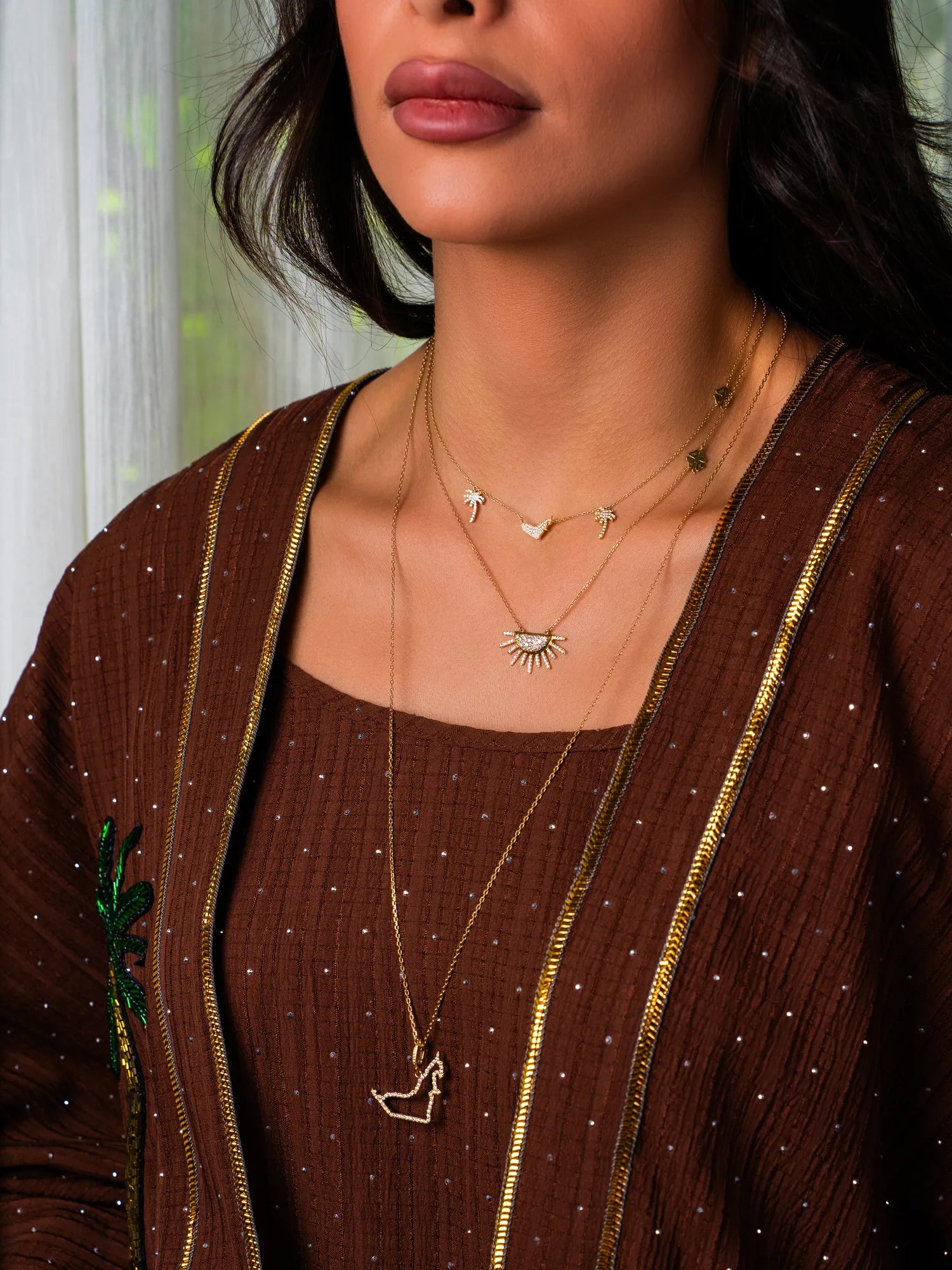 UAE Palm Tree Diamonds Necklace