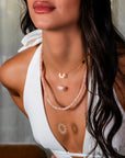 Rondelles Pink Opal Semi Precious Stones Necklace