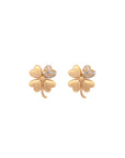 Oh Clover Full Gold with a Diamonds Leaf Earrings
